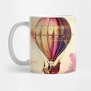 Hot air balloon boat, retro style Mug